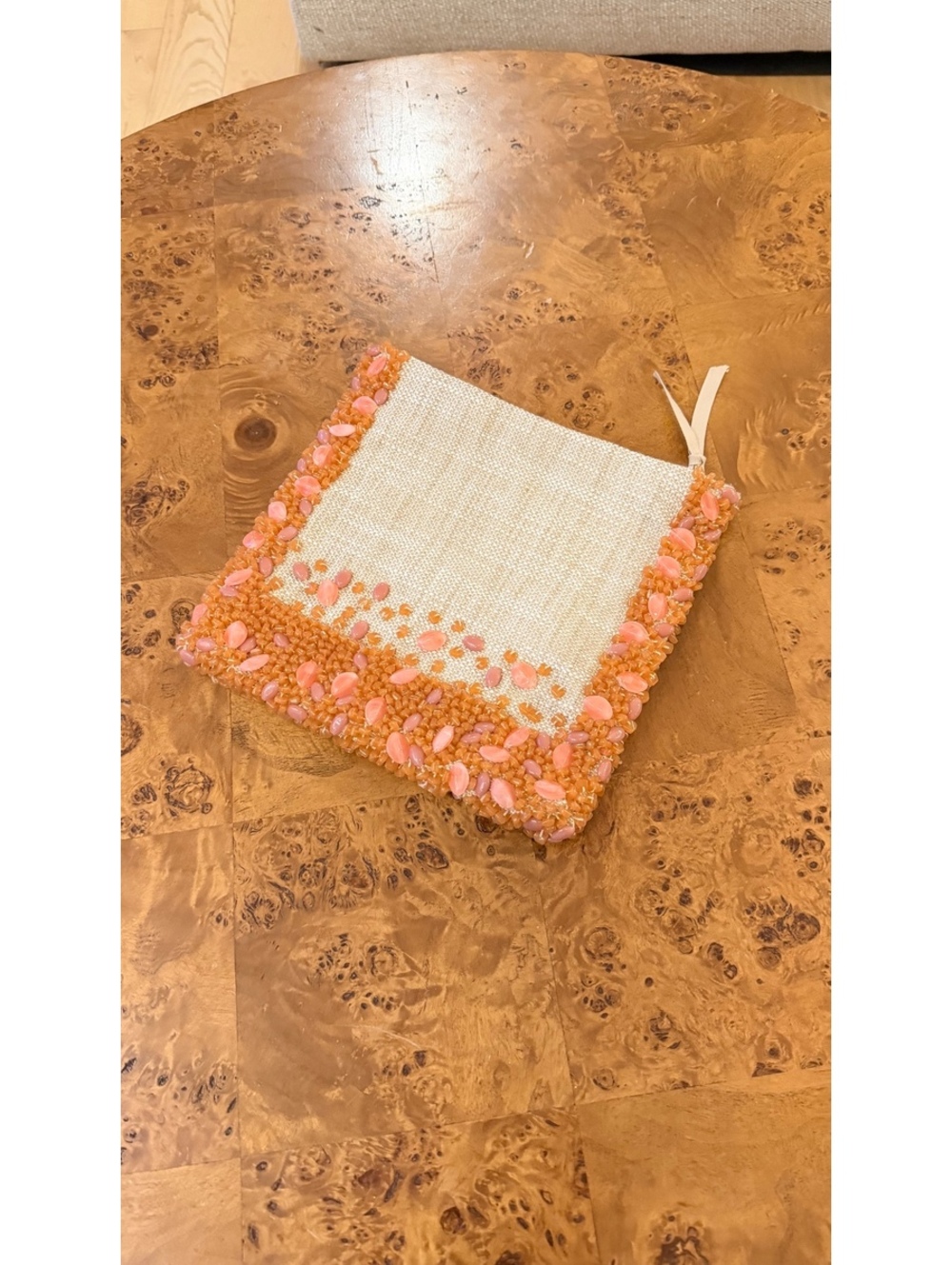 Banana Republic Beaded Clutch Bag in Cream and Peach